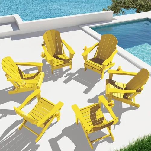 Vista 14 de SERWALL Silla Adirondack plegable para exteriores, silla de patio con portavasos - Ejército