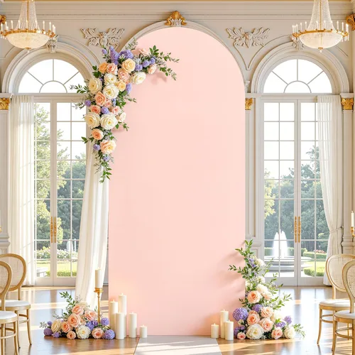 Vista 221 de Baby Blue Arch Backdrop Cover, 6FT Spandex Fitted Wedding Arch Stand Covers Round Top Chiara Backdrop Cover for Birthday Party Ceremony Banquet Azul