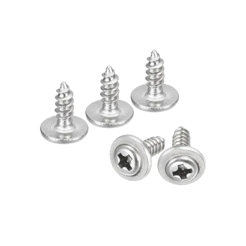 Vista 27 de uxcell ST3x6mm Phillips Pan Head Tornillo Autorroscante con Arandela, 100 piezas - Tornillo de madera de acero inoxidable 304 rosca completa (plata)