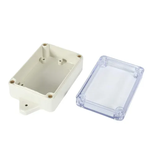 Vista 2 de Caja de conexiones ABS de 3.937 x 2.677 x 1.575 in, cubierta transparente, 3 piezas IP65 impermeable de plástico para proyectos con agujero de cable