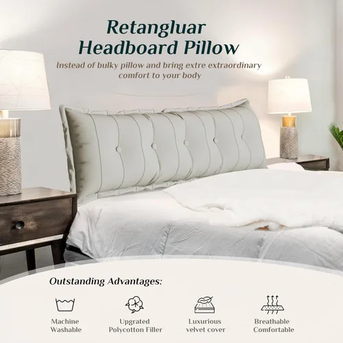 Vista 4 de VERCART Almohada grande para cabecero, almohada de sofá cama, almohada de lectura, almohada de cabecera de cama, almohada de apoyo