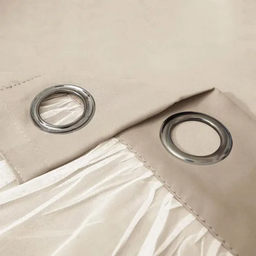 Vista 6 de INLINAS Cortinas opacas beige con superposición transparente, paneles térmicos y de reducción de ruido con ojales en la parte superior