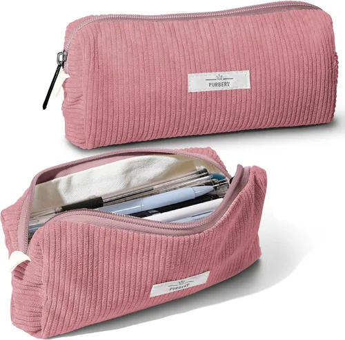 Vista 11 de Bolsa para Lápices Estuche para Bolígrafos, Organizador Pequeño de Pana Suave para Lápices con Cremallera, Lindo Estuche para Lápices Artículos