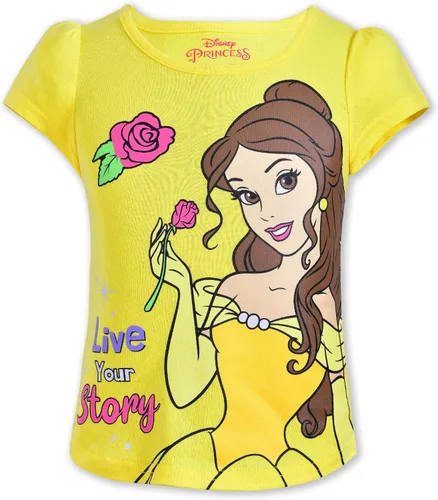 Vista 3 de Disney Paquete de 4 camisetas de manga corta para niña, Cenicienta, Bella, Rapunzel y Ariel
