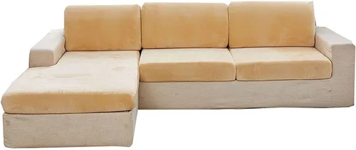 Vista 14 de Fundas elásticas de cojín para sofá, funda de cojín de terciopelo en forma de L para sofá chaise longue, funda de asiento de sofá seccional