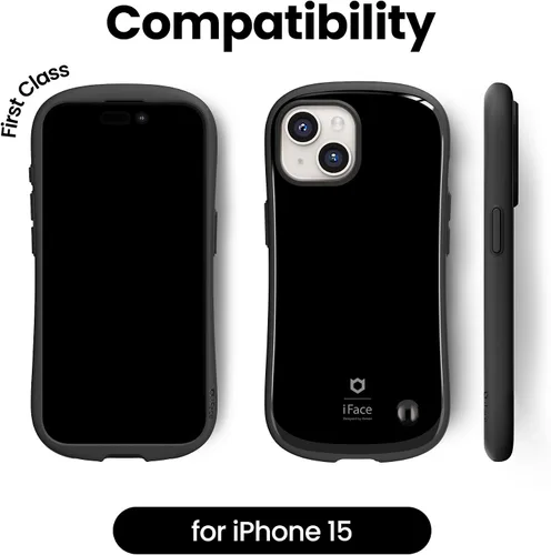 Vista 2 de iFace Compatible con iPhone 15 - [Primera clase] Lindas fundas a prueba de caídas para teléfonos celulares - Negro