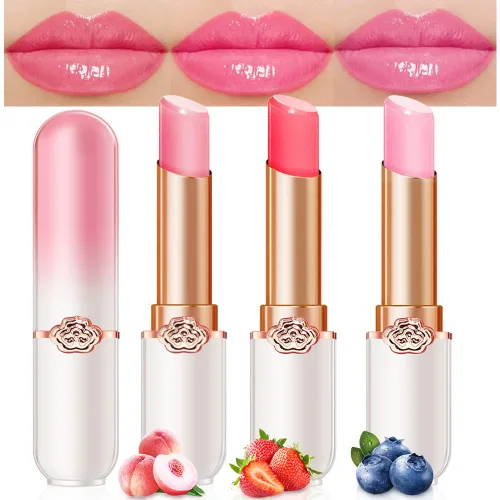 Vista 20 de evpct 2 piezas de bálsamos labiales tintados de aloe vera, cambio de color PH, barra de labios de larga duración, bálsamo labial, mancha, set de 2