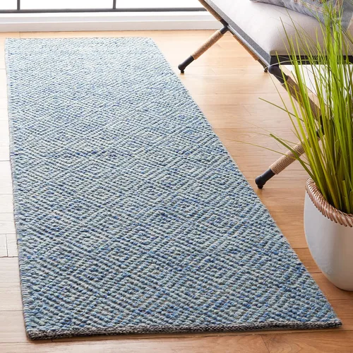 Vista 8 de SAFAVIEH Colección Natura - Alfombra decorativa de 2 x 3 pies, azul, lana hecha a mano, ideal para áreas de alto tráfico en entrada, sala de estar