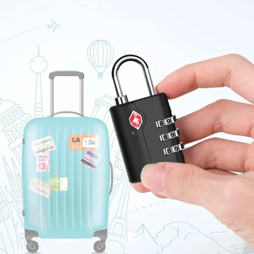 Vista 2 de Paquete de 2 cerraduras de equipaje de viaje aprobadas por la TSA, cerradura de combinación de maleta, candados con cremallera de 3 dígitos sin