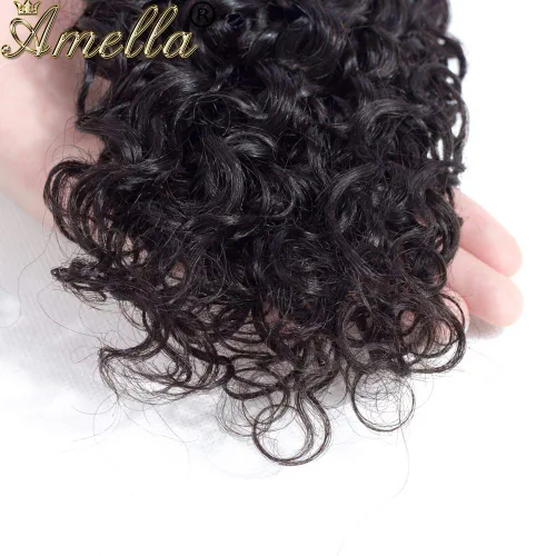 Vista 6 de Amella Hair - Extensiones de cabello humano virgen brasileño rizado 8A, 14, 16, 16 pulgadas, 100% sin procesar, cabello humano virgen brasileño