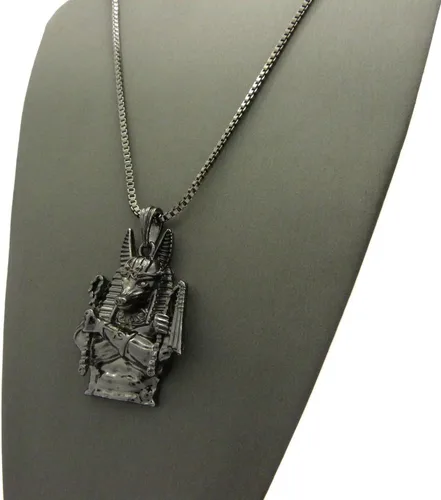 Vista 6 de COLLAR DE CADENA DE CAJA CUBANA DE ANUBIS HEMATITA PARA HOMBRES