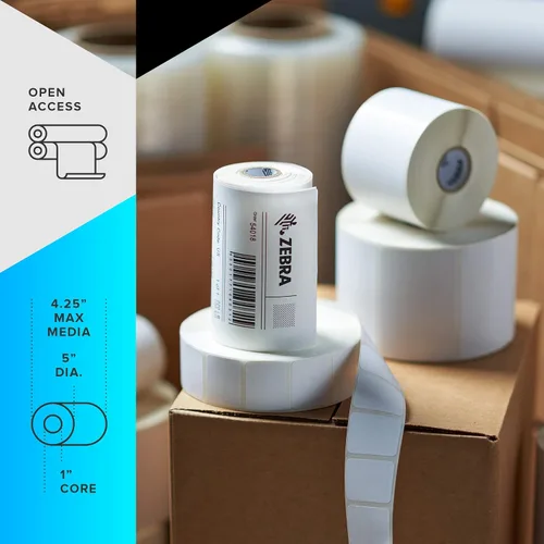 Vista 3 de Impresora térmica Zebra GK420d Direct Thermal Desktop Printer, para un ancho de 10cm, con puerto conexión de serie USB y paralelo