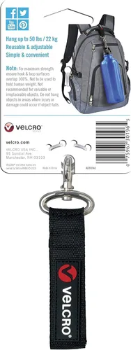 Vista 6 de VELCRO Brand VEL-30196-USA - Correa fácil de colgar con clip de mosquetón para fijar botellas de agua y accesorios a bicicletas, bolsas y más. Negro