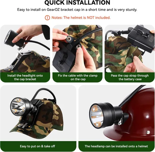 Vista 6 de GearOZ Coon - Faro delantero de caza para depredadores de cerdo, lámpara de cabeza de cazador, gorra de camuflaje Coyotes Hunting Headlamp, 10W