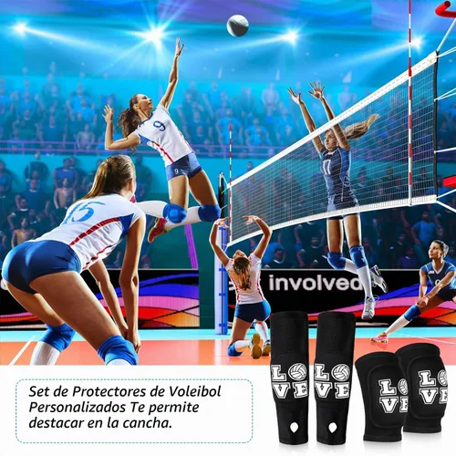 Vista 3 de Ramede Rodilleras de voleibol y mangas para brazos con almohadilla de protección, antebrazo, codo con orificio para el pulgar, accesorios