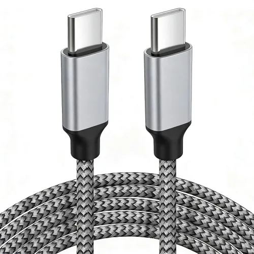 Vista 12 de Cables USB C a USB C de 60 W (paquete de 2 de 6.6 pies), cable tipo C a tipo C, cable de carga rápida compatible con iPhone 15, MacBook Pro/Air