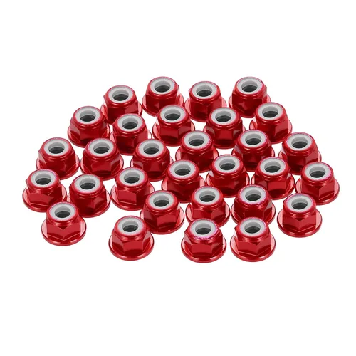 Vista 13 de MECCANIXITY 30 piezas de tuercas de bloqueo de aleación de aluminio M3 con paso de 0.5 mm, tuercas hexagonales con brida de nylon con rosca serrada