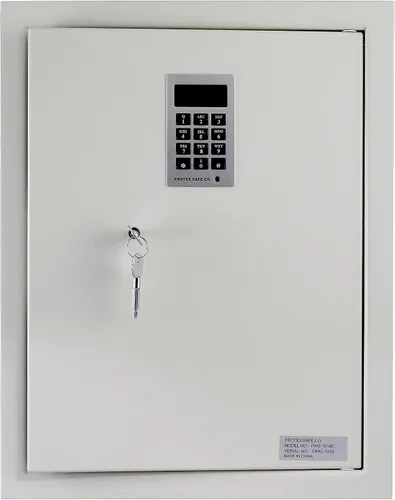 Vista 3 de Protex Safe - Caja fuerte de pared con teclado electrónico (PWS-1814E), caja fuerte de pared resistente a robos, sistema de bloqueo electrónico Beige