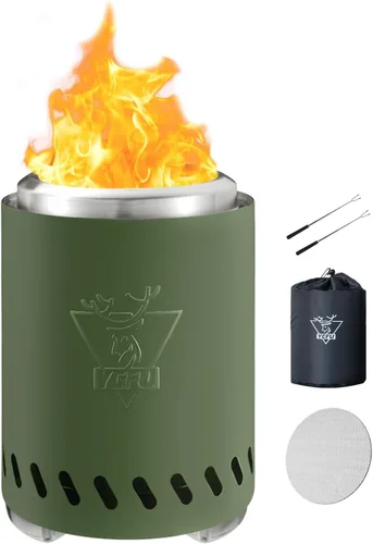 Vista 10 de YEFU Hoguera de mesa portátil: estufa de bajo humo para exteriores y patio, fogata de mesa de combustión segura alimentada por pellets y madera