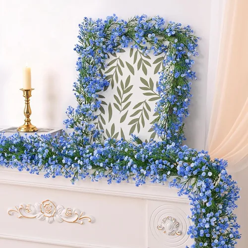Vista 4 de Dolicer Guirnalda de flores artificiales para el aliento del bebé, 2 Azul