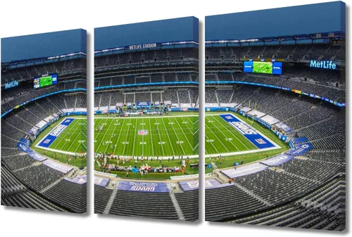 Vista 74 de TUMOVO MetLife Stadium - Decoración de pared de Nueva York, 3 piezas, lienzo, arte de pared para decoración del hogar, juegos de fútbol americano