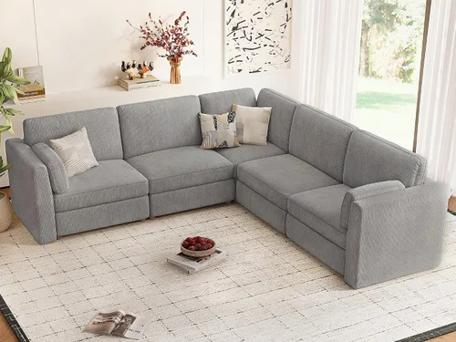 Vista 56 de CUGOAO Sofá biplaza extragrande de 83.5 pulgadas, sofás para sala de estar, sofá nube de felpilla de asiento profundo, sofá modular seccional, funda