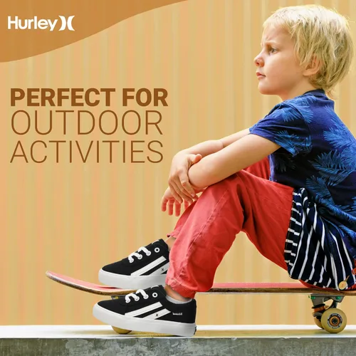 Vista 7 de Hurley Boardy - Tenis de skater con cordones, tenis bajos con cordones, a la moda, para niños y niñas, ligeros, clásicos, casuales, para niños