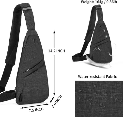 Vista 2 de Seoky Rop - Bolso bandolera para hombres y mujeres, cartera pequeña personal con bolsillo, antirrobo, para el pecho, para viajes y senderismo, Gris