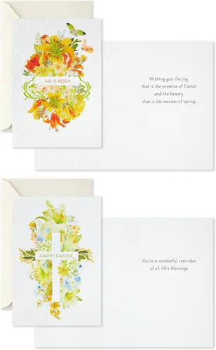 Vista 5 de Hallmark Surtido de tarjetas religiosas de Pascua, flores pintadas (16 tarjetas de Pascua vintage con sobres)