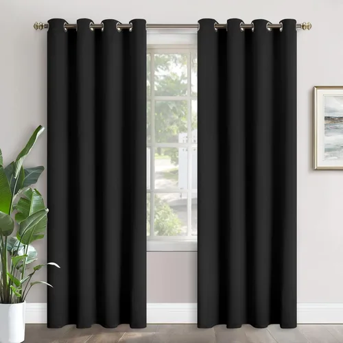 Vista 45 de YoungsTex - Cortinas blackout cortas, aislamiento térmico, ojales, oscurecen la habitación, privacidad, para cámper, sótano, cocina y baño, 2 Gris