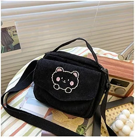 Vista 3 de GGOOB Bolso bandolera y cartera Kawaii - Bolso de pana