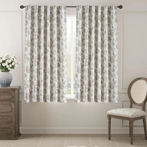 Vista 23 de jinchan Cortinas Opacas Florales para Dormitorio, 63 Pulgadas de Largo Cortinas Opacas con Estampado de Flores, Estilo Campo Francés con Pestañas