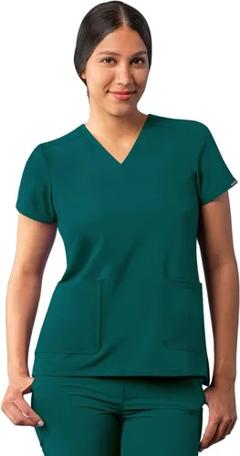 Vista 23 de Adar Addition - Ropa quirúrgica para mujer, moderna camiseta médica con cuello en V Rosa suave
