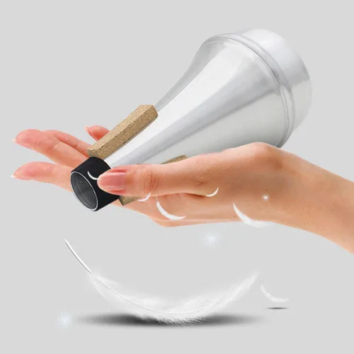 Vista 5 de Trompeta Mute Tiras de corcho Aleación de aluminio Práctica Copa Trompeta Corneta Straight Silenciador Silenciador de silencio para practicar