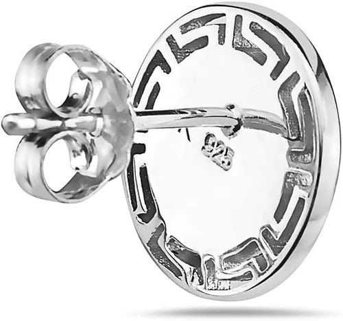 Vista 6 de Pendientes redondos de ópalo simulado de plata de ley 925 azul turquesa, Turquesa Ópalo, Ópalo