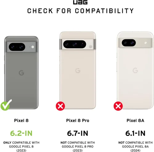 Vista 2 de URBAN ARMOR GEAR UAG Hecho para Google Pixel 8 Glass Shield Plus Protector de pantalla transparente/negro, Premium Doble 9H reforzado vidrio