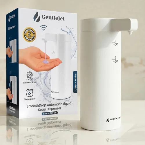 Vista 11 de GentleJet SmoothDrop - Dispensador automático de jabón líquido sin contacto, bomba de precisión antigoteo, recargable USB-C, acero inoxidable 304