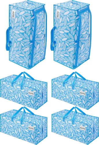 Vista 100 de VENO Paquete de 6 bolsas de mudanza resistentes con correas de mochila, cremalleras y asas, bolsas de embalaje extragrandes para artículos