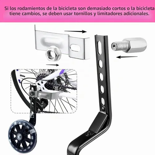 Vista 6 de Ruedas de entrenamiento para bicicleta, compatibles con bicicletas de 12/14 Verde oscuro