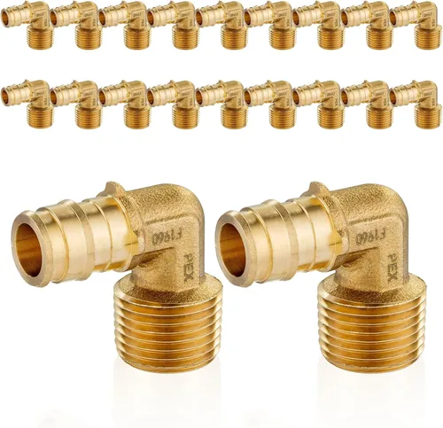 Vista 17 de Paquete de 5 codos NPT macho Seelink de 1/2" PEX-A de expansión x 1/2" Accesorios de expansión PEX-A de latón, para accesorios de tubería