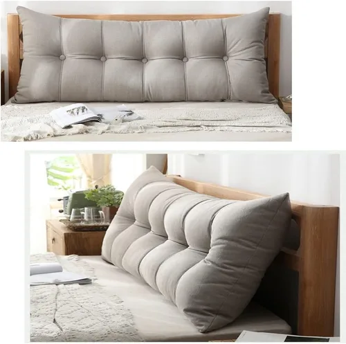 Vista 4 de Cojín de respaldo grande para cabecero, soporte de espalda para sentarse en la cama, almohada de noche, almohada de lectura, cabecera de cama, Marrón