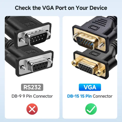 Vista 4 de Cable Matters Cable de extensión VGA (cable VGA macho a hembra) - 6 pies, no cable macho doble, no para uso DB9/serie