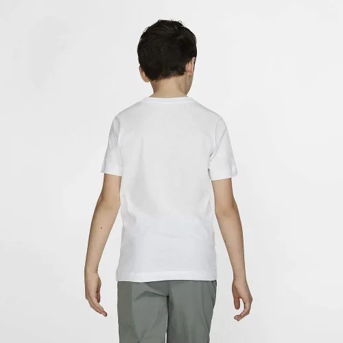 Vista 3 de Nike Camiseta Futura bordada NSW para niño (niños pequeñosniños grandes) blanconegro LG (14-16 niño grande), Blanco