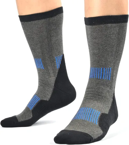 Vista 8 de WindCrosser Men's Padded Cushioned Anti Odor Compression Crew Mid Calf Cotton Hiking Trekking Socks