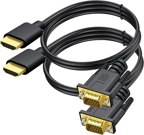 Vista 12 de Adaptador de cable HDMI a VGA, chapado en oro de 6 pies HDMI a VGA macho a macho para computadora, computadora de escritorio, laptop, PC, monitor