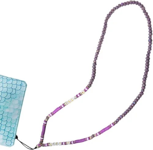 Vista 28 de Beaded Phone Charm Lanyard Strap Crossbody Fixed Beads Pearl Neck Chain