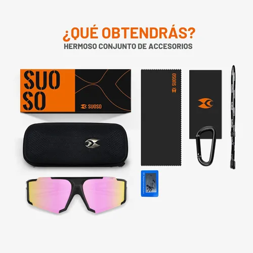 Vista 2 de suoso Gafas de sol deportivas de ciclismo para hombre: gafas de sol polarizadas ligeras con protección UV para jóvenes, béisbol, softbol, correr