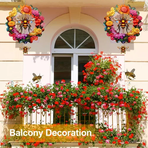 Vista 9 de Molinillos de viento de abeja para patio y jardín, 12 pulgadas de metal grande giratorio de viento colgante para mujeres/hombres, esculturas