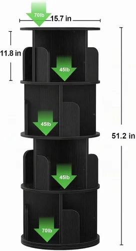 Vista 3 de Aheaplus - Estantería giratoria de madera de 4 niveles, color negro