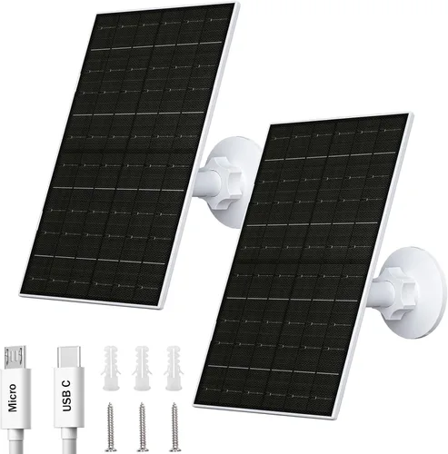 Vista 11 de FUTUREZEN Panel solar de 6 W para cámara de seguridad al aire libre, cargador solar USB/USB-C de 5 V compatible con cámaras de batería recargable